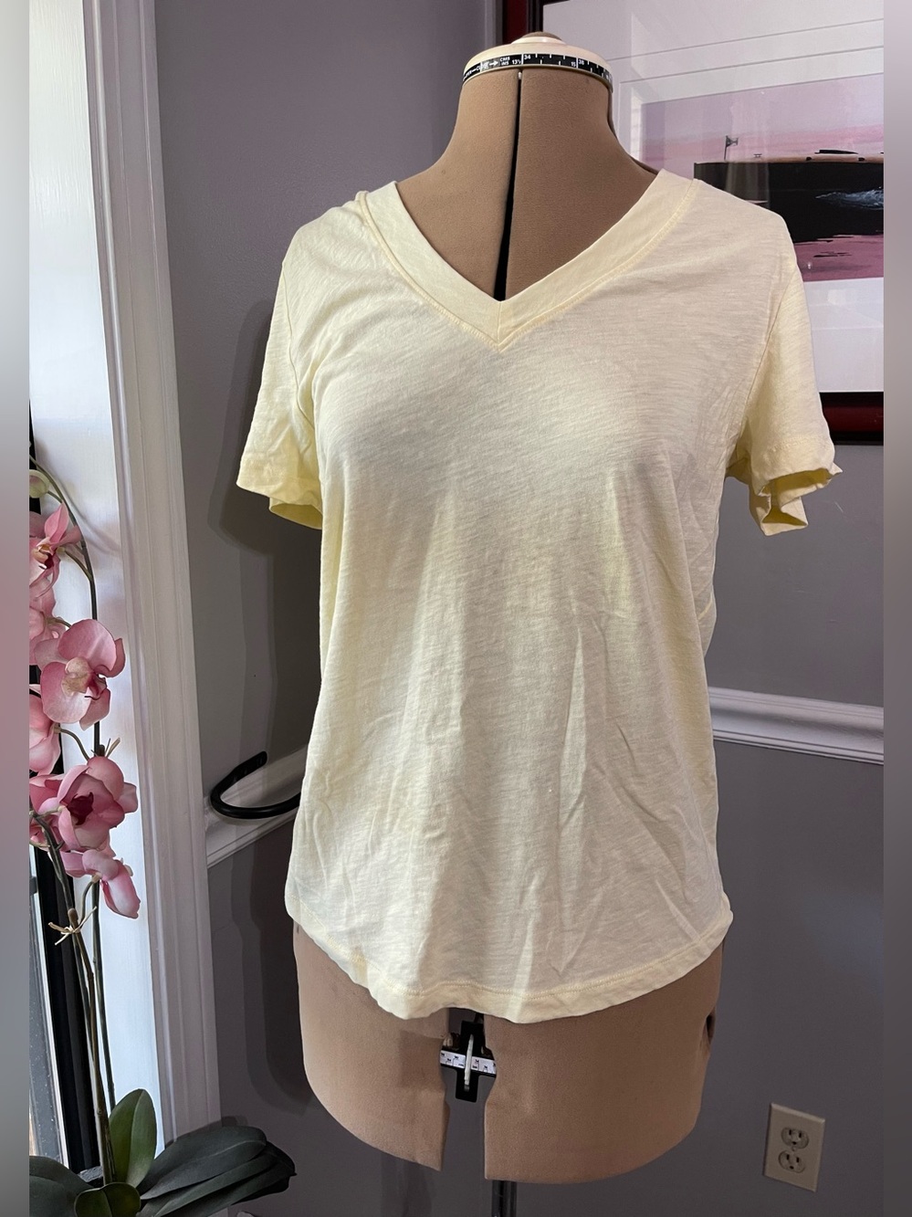 LOFT Soft V-Neck Women's Tee in Pale Yellow